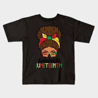 Celebrate Juneteenth Afro Woman African Women Girls Kids Kids T-Shirt